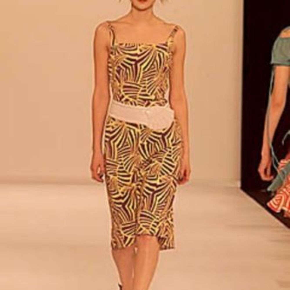 Marc Jacobs Yellow Purple Silk Runway Skirt sz 10